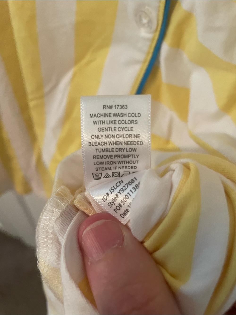 DKNY Yellow and White Striped Kids Pajama Set with Blue Trim - Picture 7 of 11